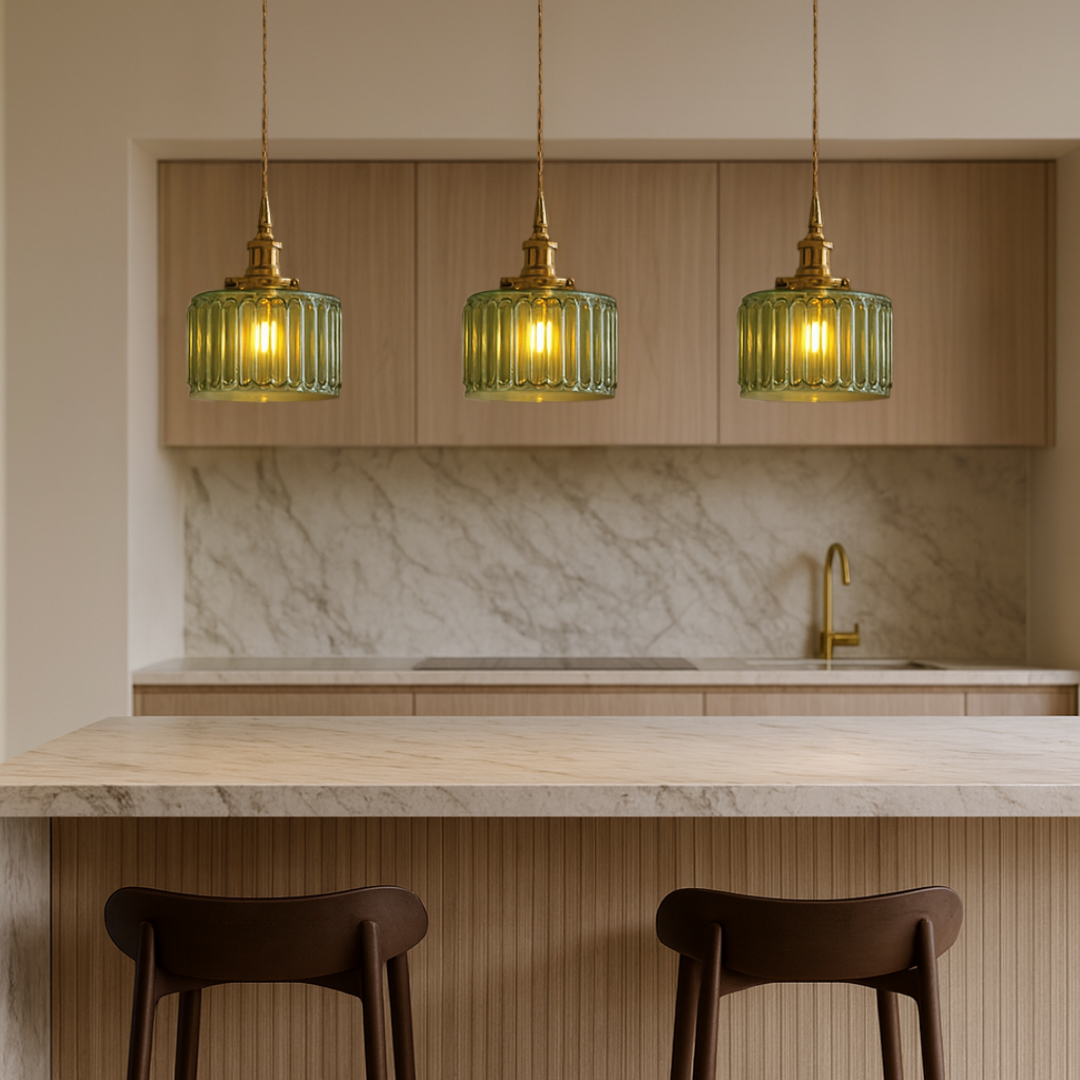 Vintage Inspired Green Glass Pendant Lights