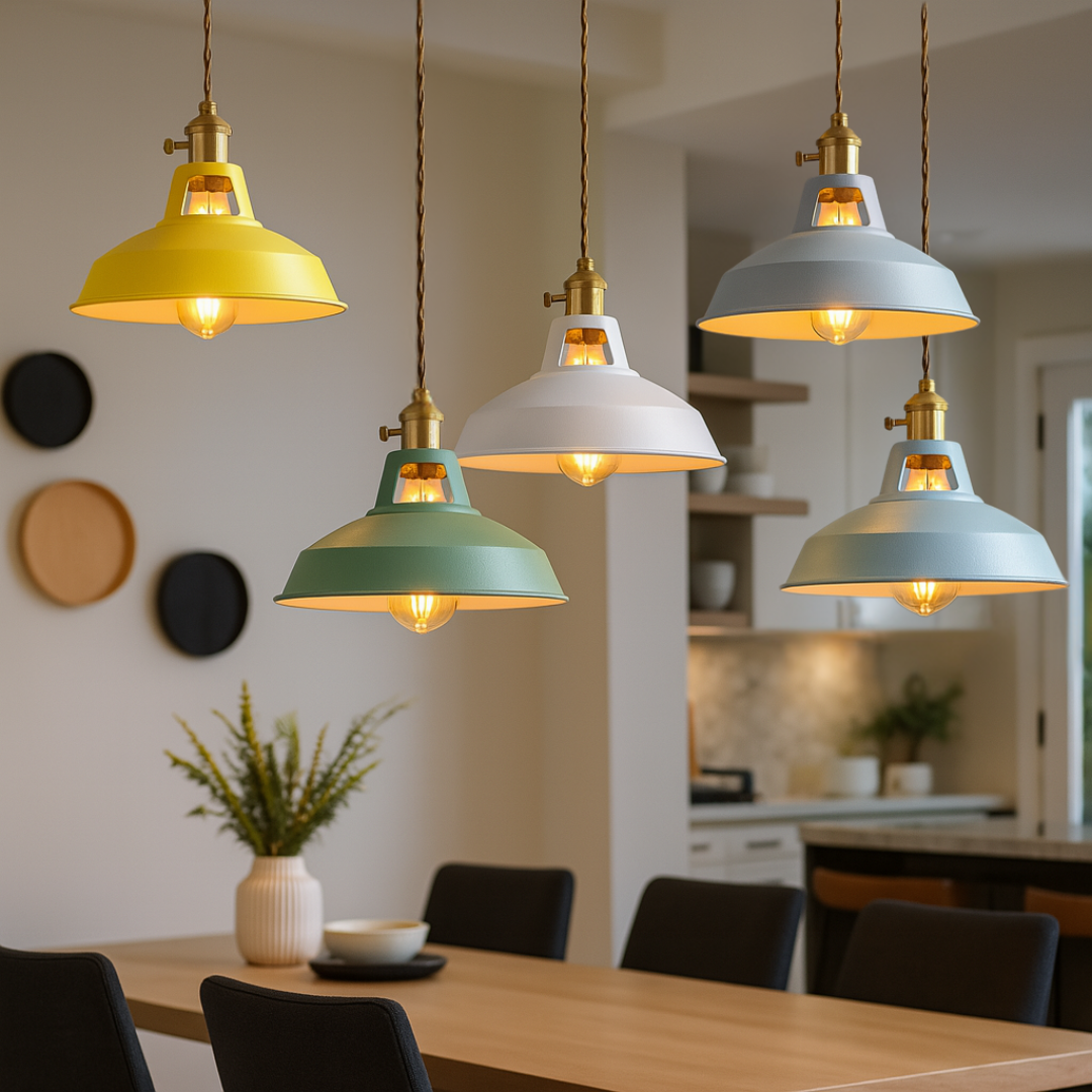 Industrial Style Pastel Coloured Pendant Lights