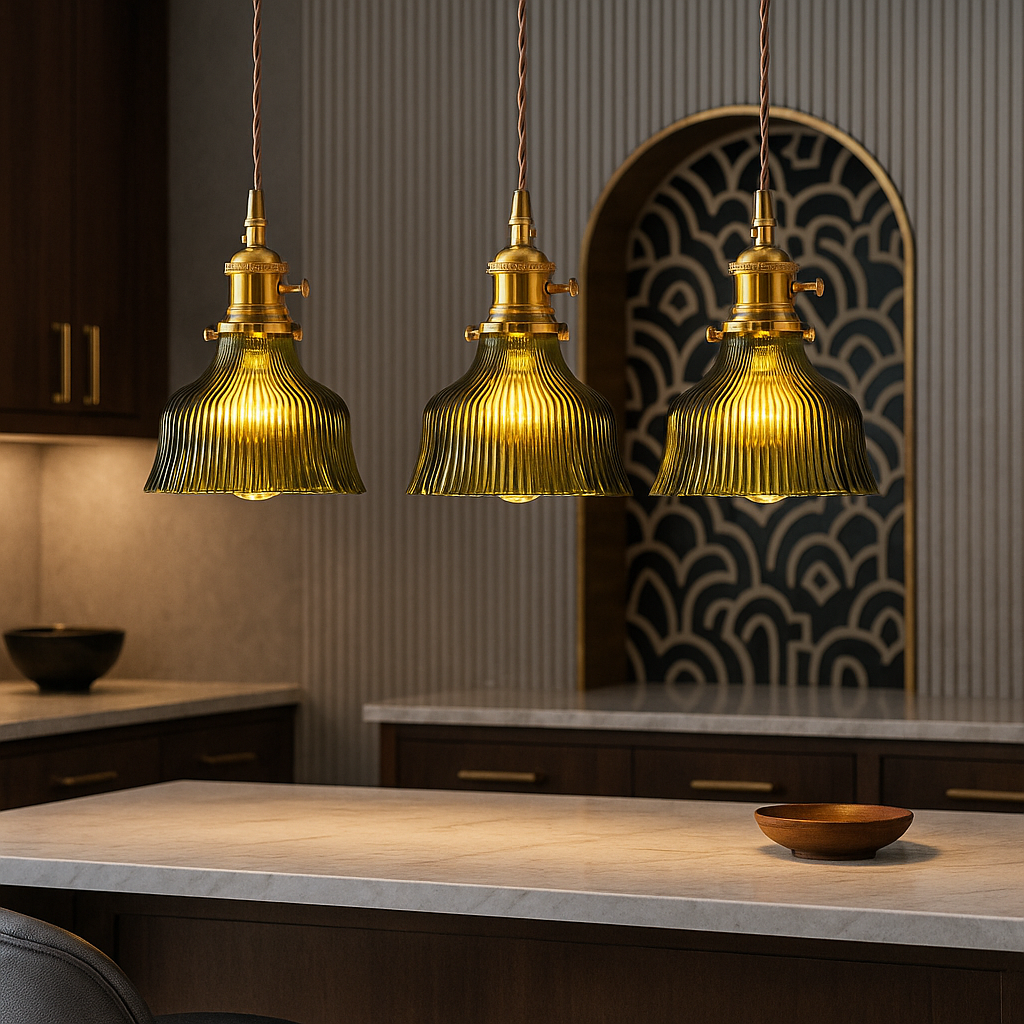 Vintage Inspired Green Glass Pendant Lights