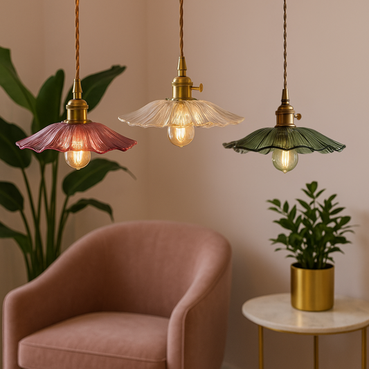 Vintage Inspired Flower Glass Pendant Lights