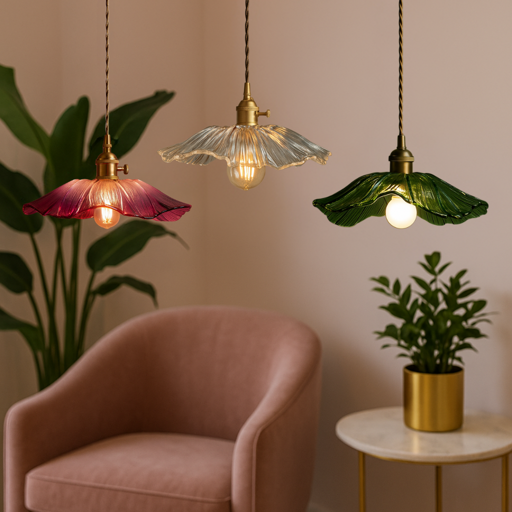 Vintage Inspired Flower Glass Pendant Lights