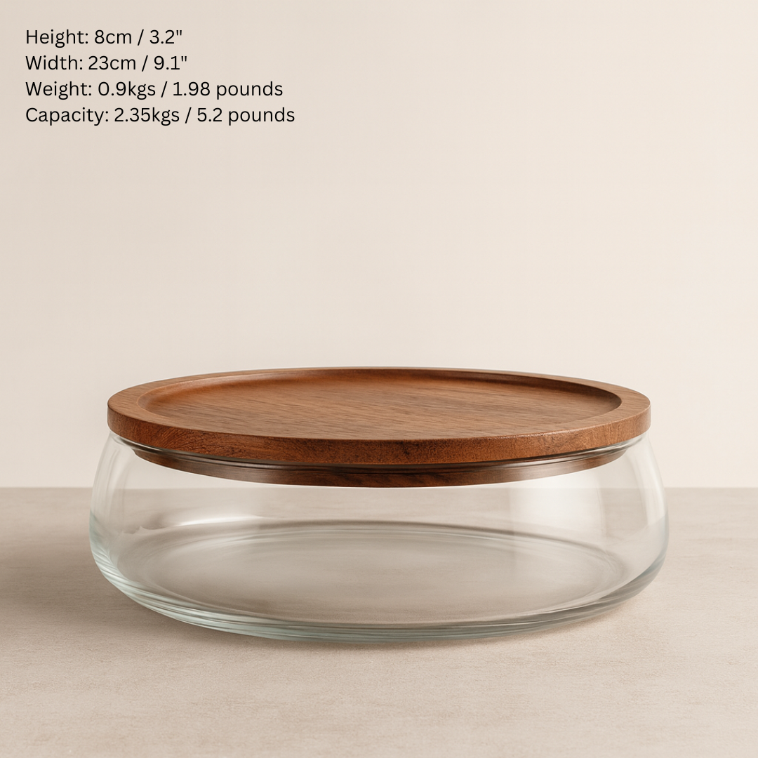 Glass Food Container With Acacia Wood Lid