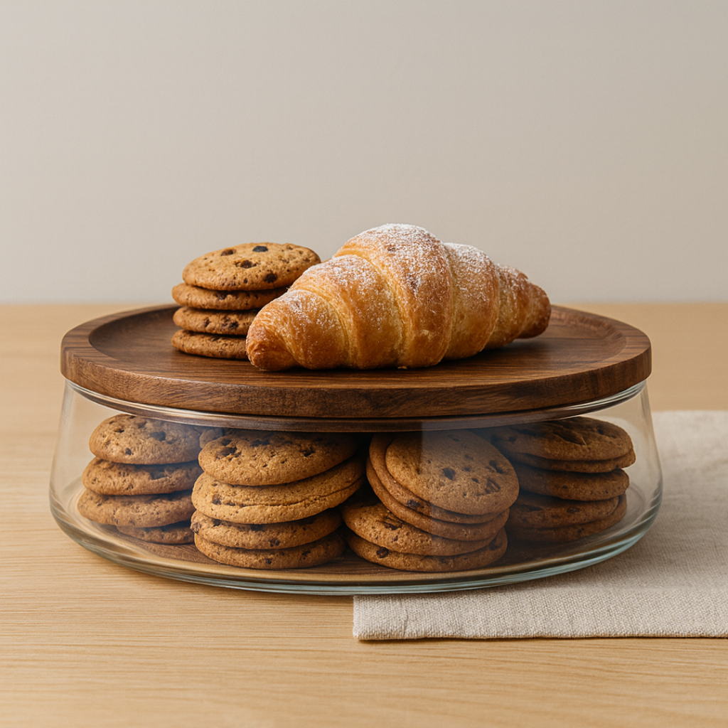 Glass Food Container With Acacia Wood Lid