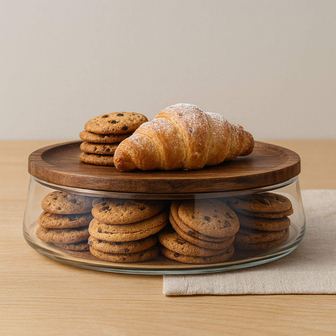 Glass Food Container With Acacia Wood Lid