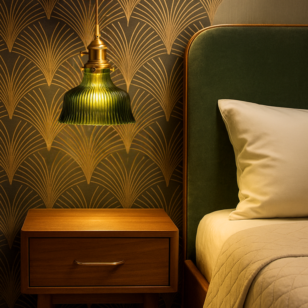 Vintage Inspired Green Glass Pendant Lights