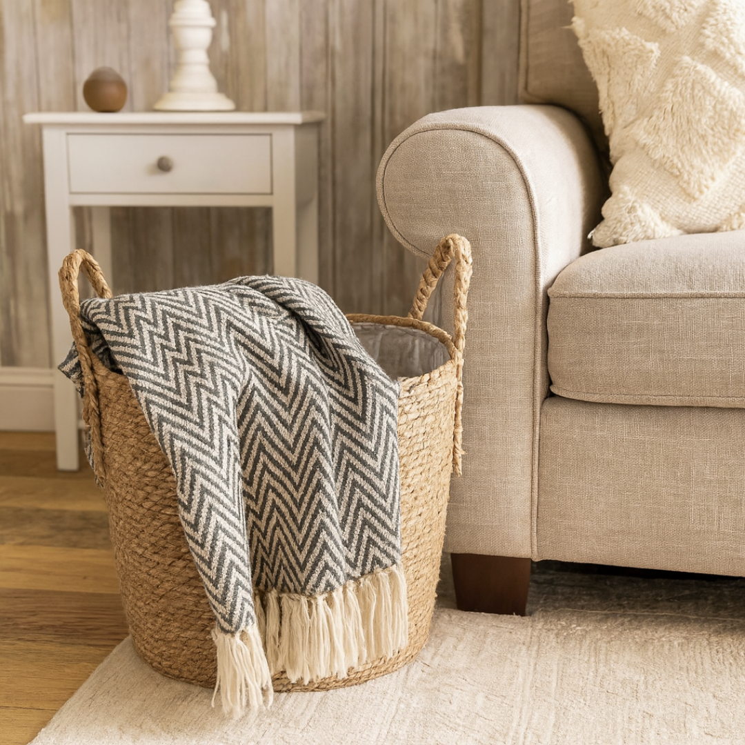 Handwoven Straw Planter Baskets