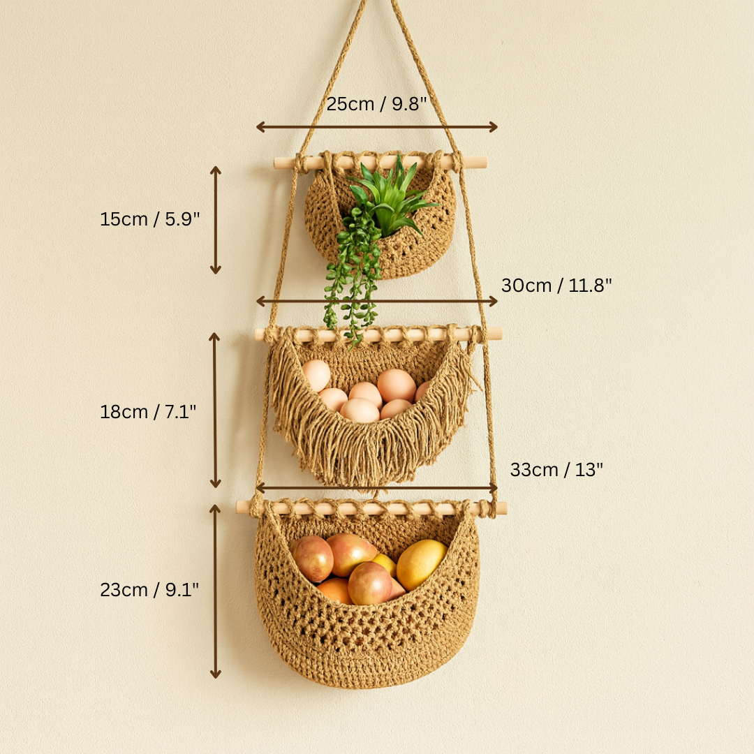Handmade 3-Tier Hanging Basket