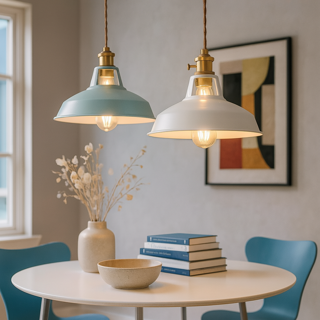 Industrial Style Pastel Coloured Pendant Lights