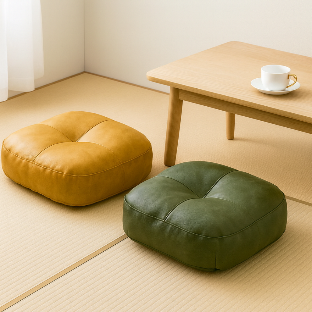 Japanese Style Faux-Leather Floor Cushion Covers