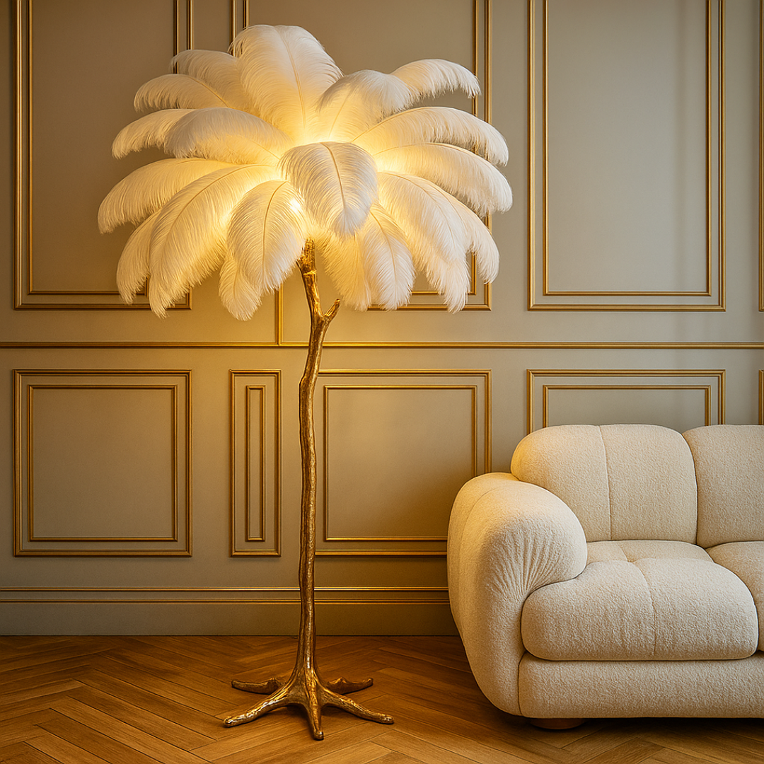 Ostrich Feather Standing Floor Lamp