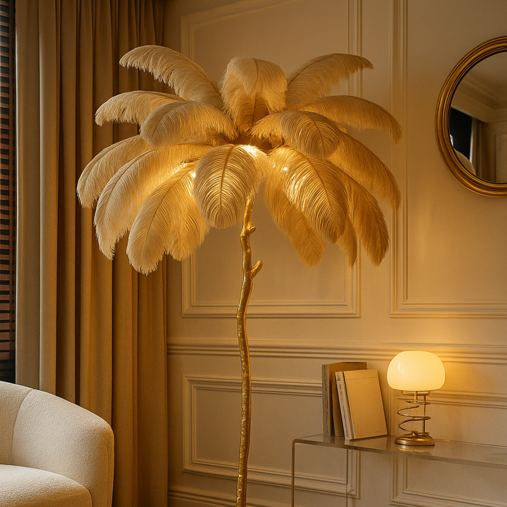 Ostrich Feather Standing Floor Lamp