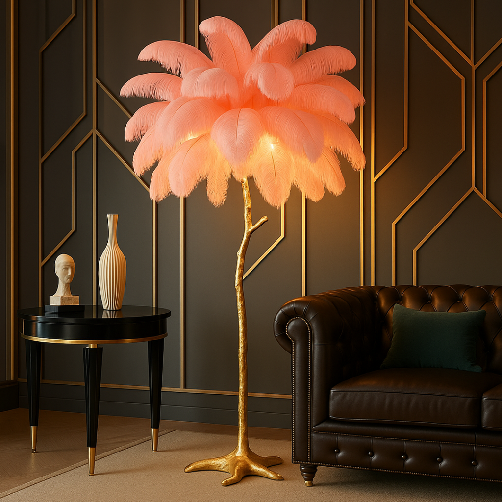 Ostrich Feather Standing Floor Lamp