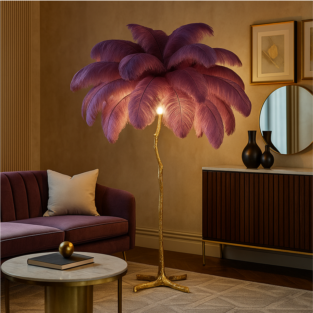 Ostrich Feather Standing Floor Lamp