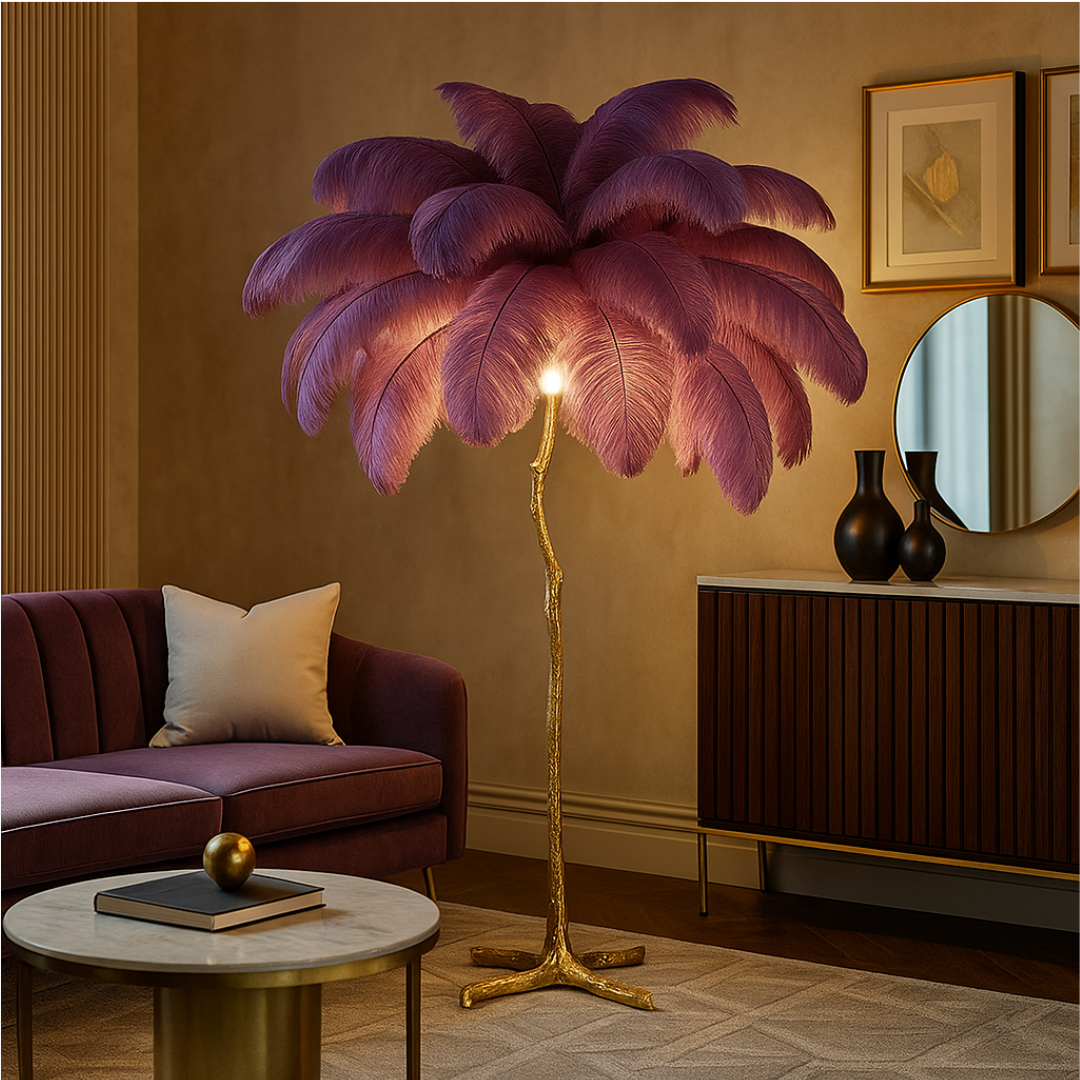 Ostrich Feather Standing Floor Lamp