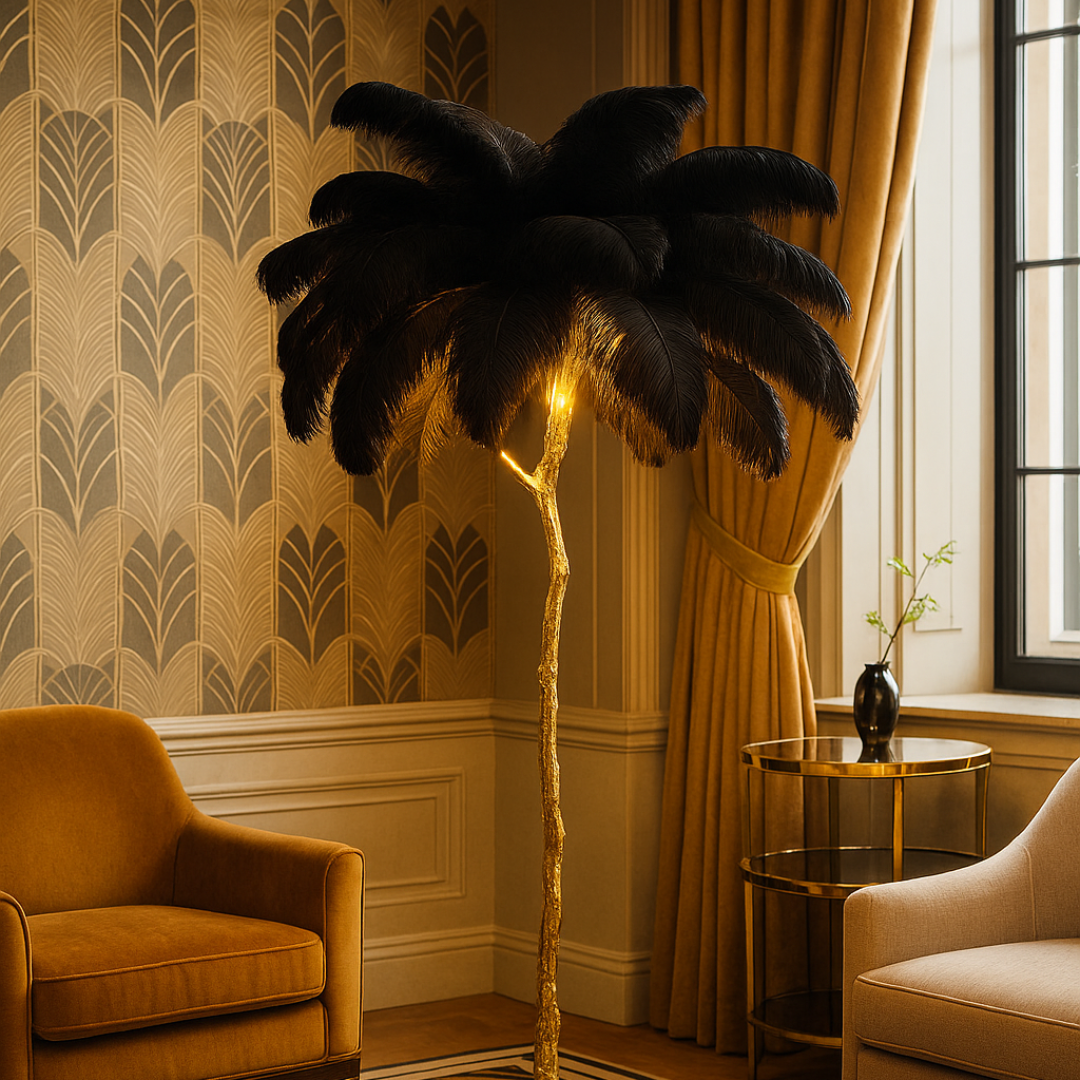 Ostrich Feather Standing Floor Lamp