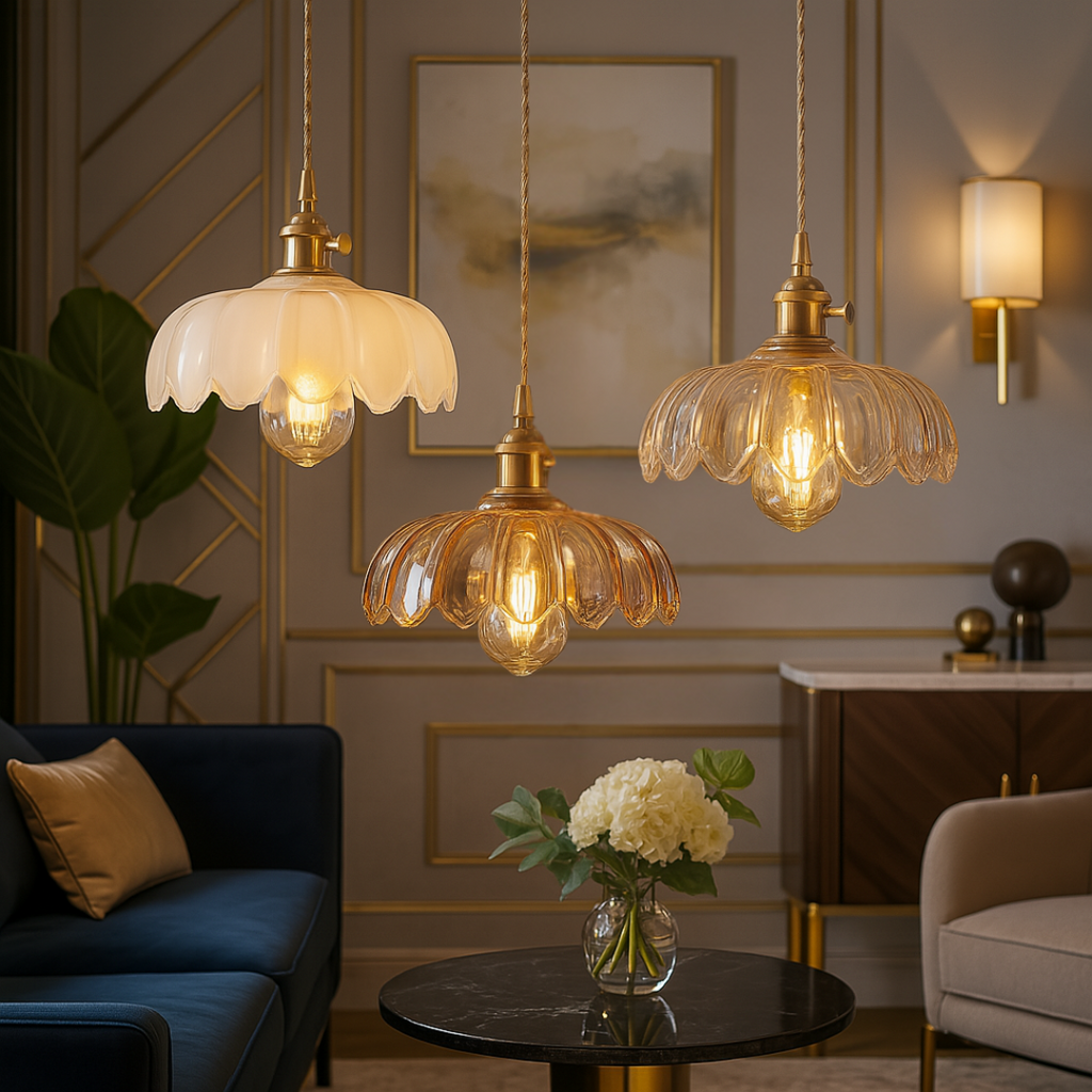 Art Deco Inspired Petal Glass Pendant Lights