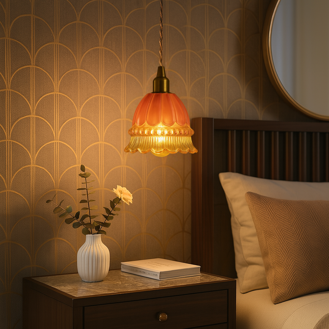 Art Deco Inspired Scalloped Glass Pendant Lights