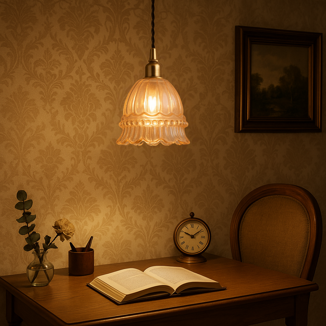 Art Deco Inspired Scalloped Glass Pendant Lights