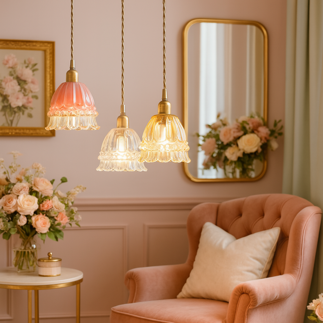 Art Deco Inspired Scalloped Glass Pendant Lights