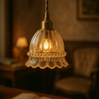 Art Deco Inspired Scalloped Glass Pendant Lights