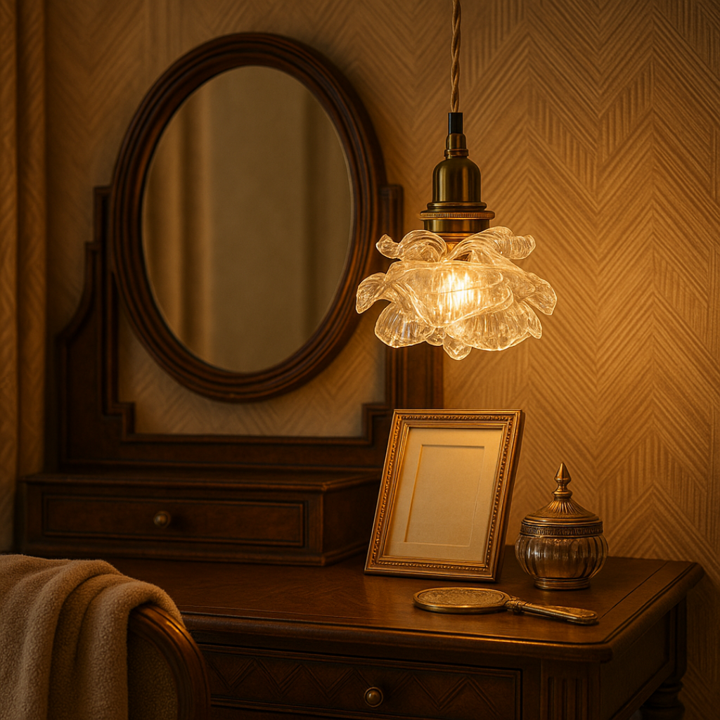 Vintage Inspired Rose Glass Pendant Light