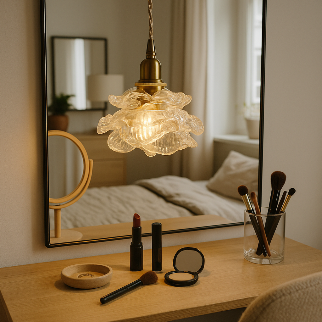 Vintage Inspired Rose Glass Pendant Light