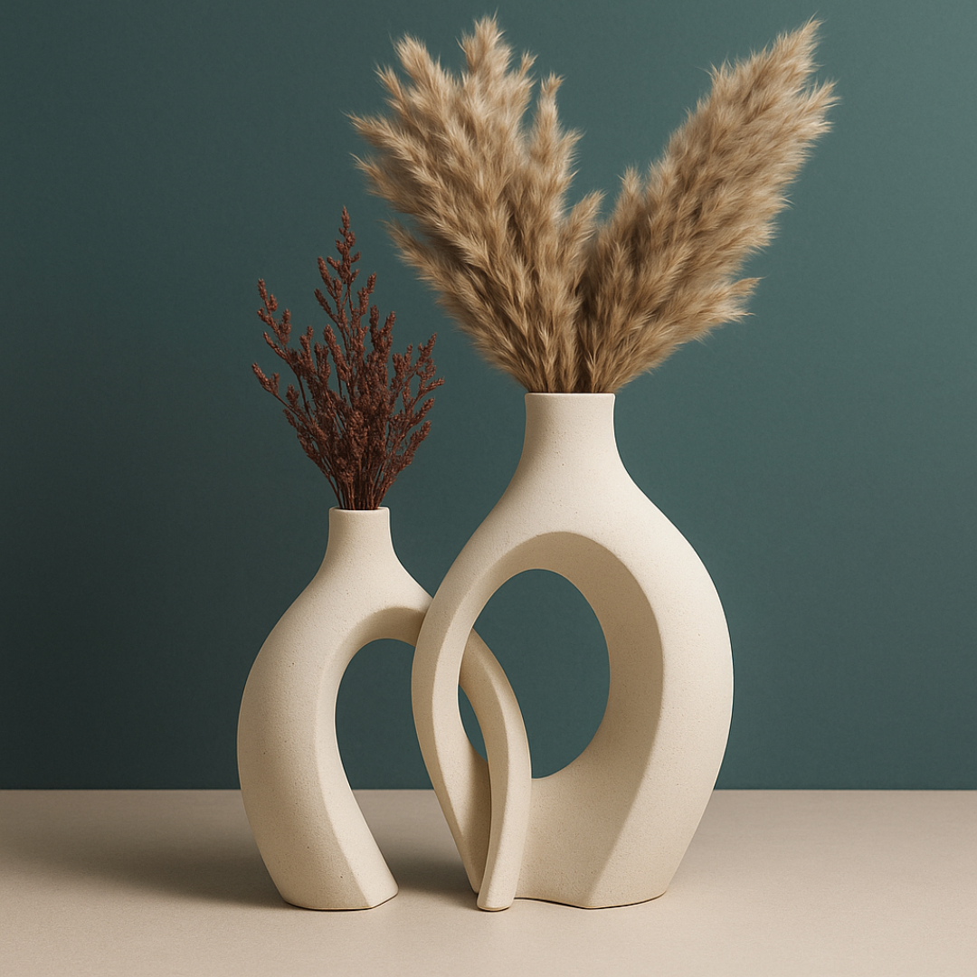Sculpted Loop Ceramic Vase Sets